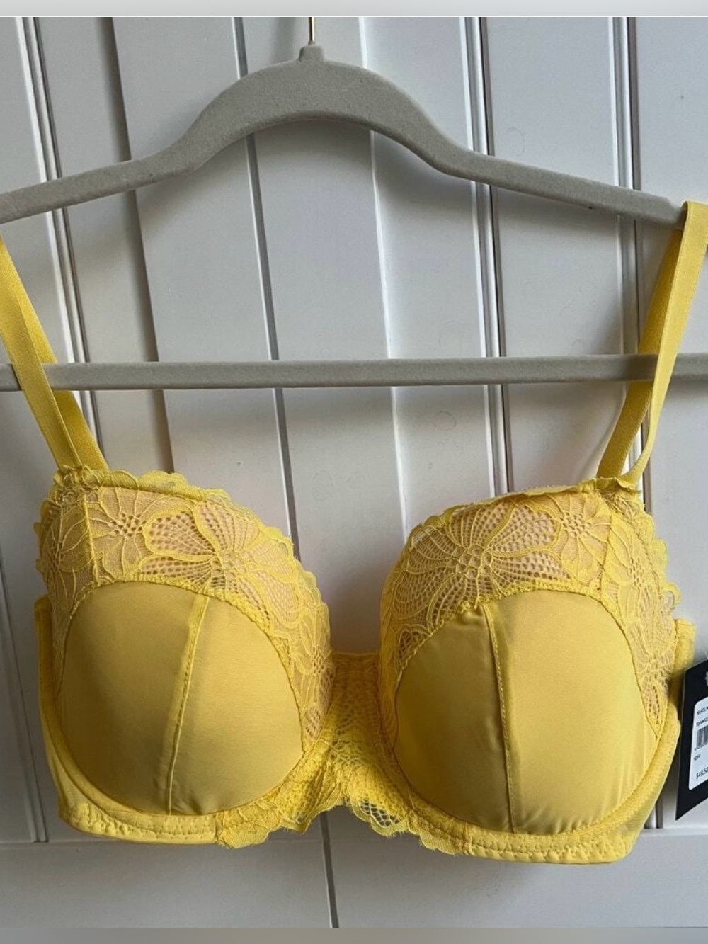Fredericks of Hollywood 32F Karoline Yellow Balconette Lace Trim Bra